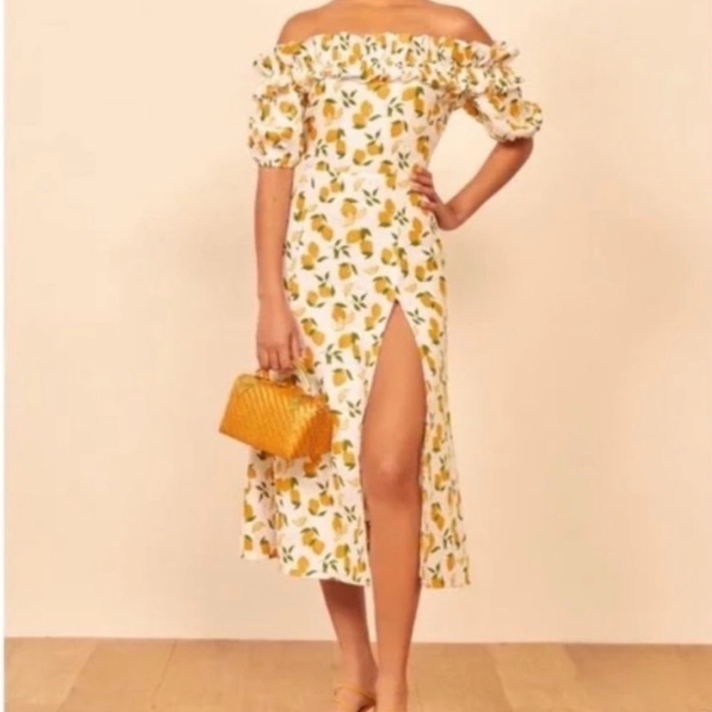 Reformation Lemon Linen Dress